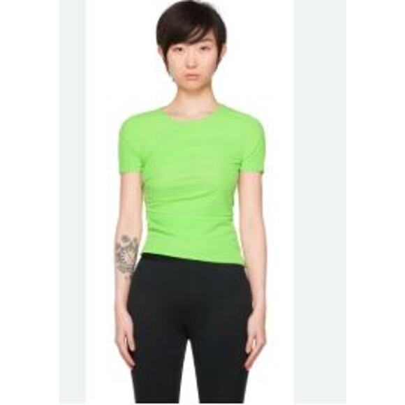 Helmut Lang Green Reversible Short Sleeve T-Shirt Lawn Neon Green XS L NWT 245 - Picture 6 of 12